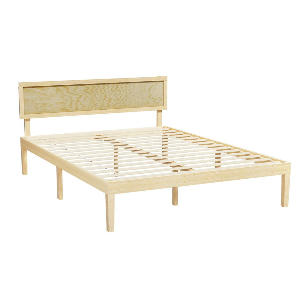 Artiss Bed Frame Double Size Wooden Base Mattress Platform Timber Pine YUMI - Cosy Abode