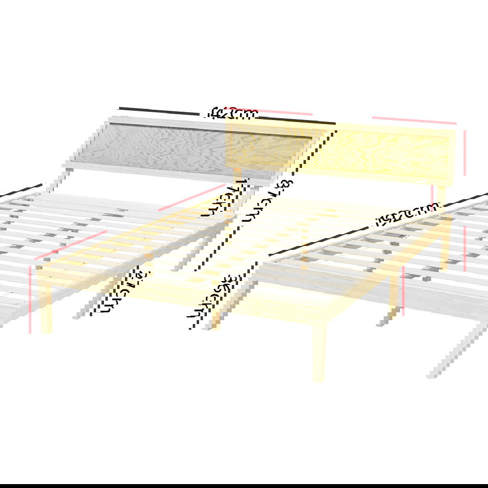 Artiss Bed Frame Double Size Wooden Base Mattress Platform Timber Pine YUMI - Cosy Abode