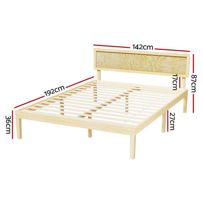 Artiss Bed Frame Double Size Wooden Base Mattress Platform Timber Pine YUMI - Cosy Abode