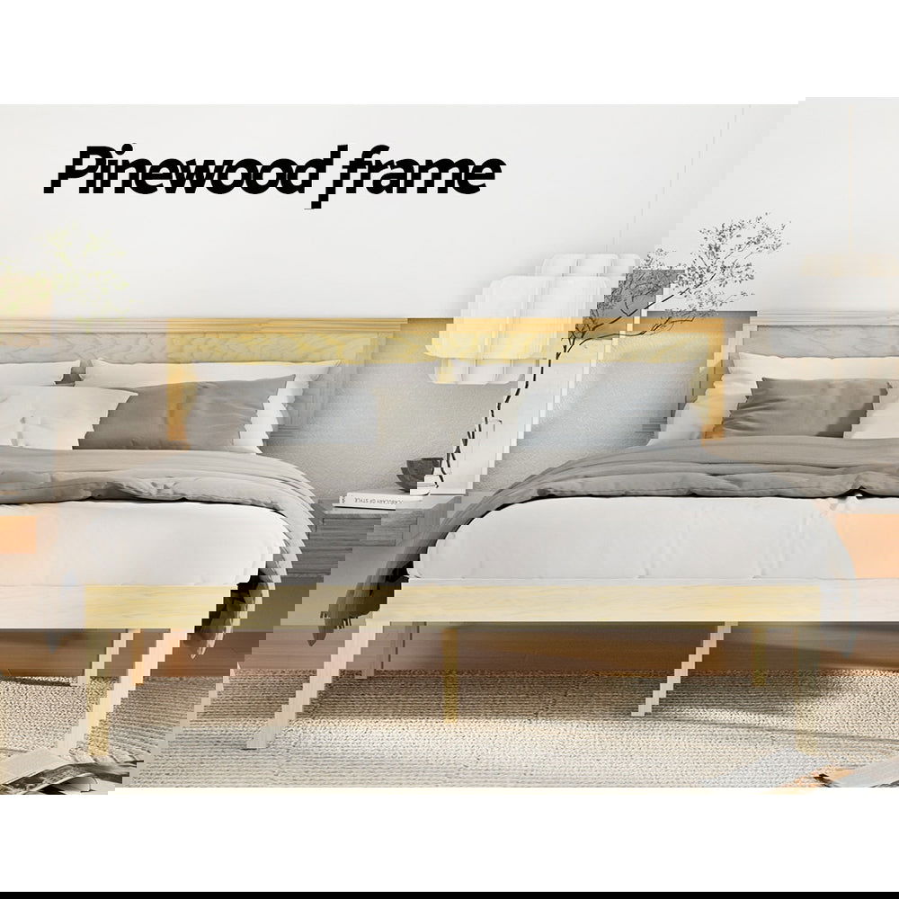 Artiss Bed Frame Double Size Wooden Base Mattress Platform Timber Pine YUMI - Cosy Abode