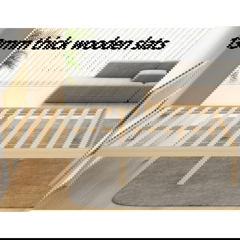 Artiss Bed Frame Double Size Wooden Base Mattress Platform Timber Pine YUMI - Cosy Abode