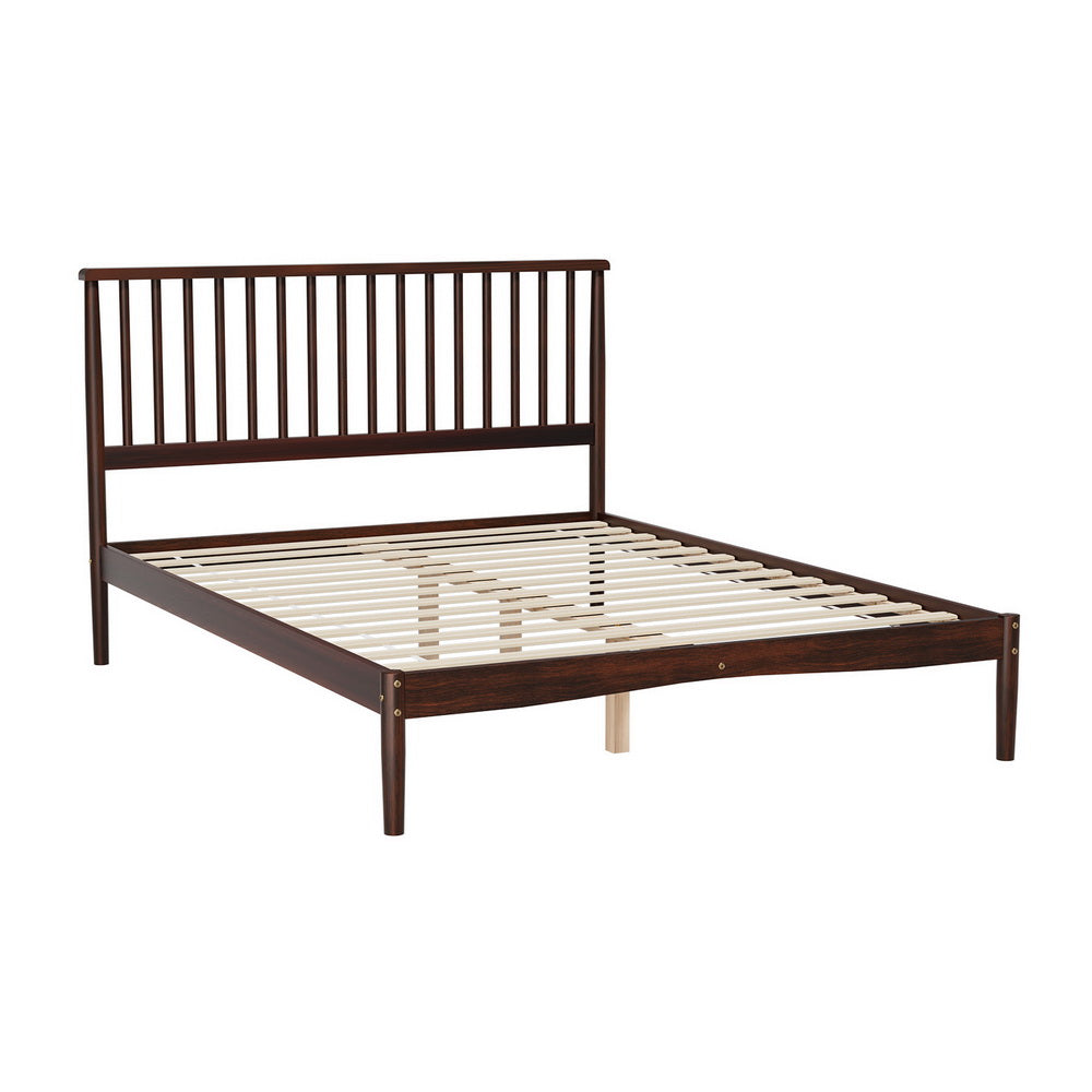 Artiss Bed Frame Double Size Wooden Base Mattress Platform Timber Walnut VISE - Cosy Abode