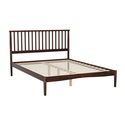 Artiss Bed Frame Double Size Wooden Base Mattress Platform Timber Walnut VISE - Cosy Abode