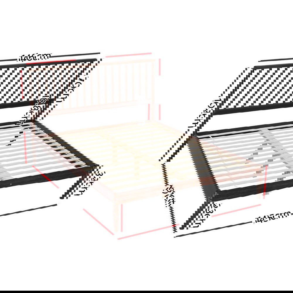 Artiss Bed Frame Double Size Wooden Base Mattress Platform Timber Walnut VISE - Cosy Abode