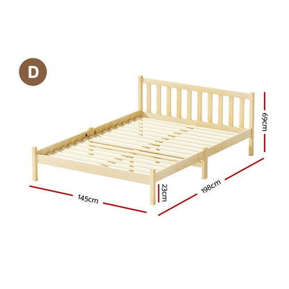 Artiss Bed Frame Double Size Wooden Oak SOFIE - Cosy Abode
