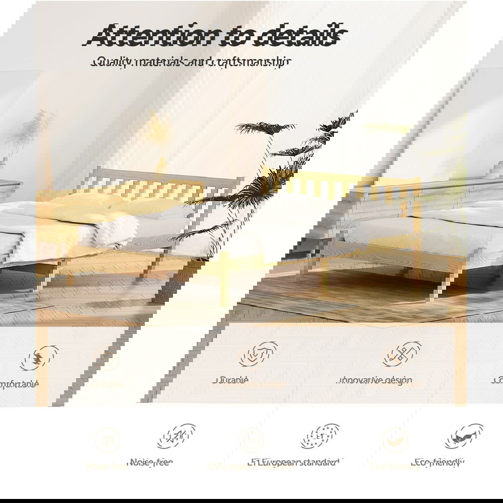 Artiss Bed Frame Double Size Wooden Oak SOFIE - Cosy Abode