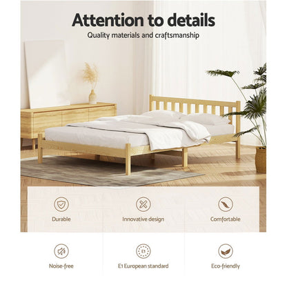Artiss Bed Frame Double Size Wooden Oak SOFIE - Cosy Abode