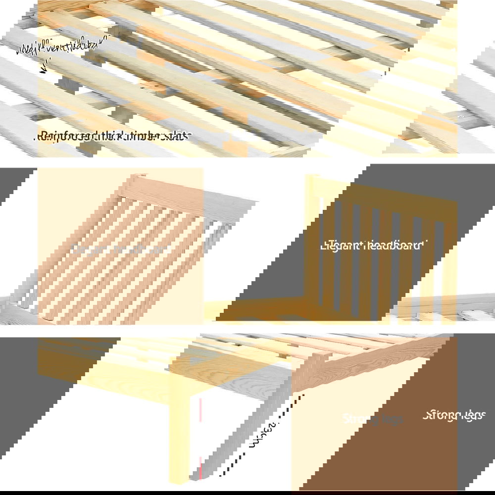 Artiss Bed Frame Double Size Wooden Oak SOFIE - Cosy Abode