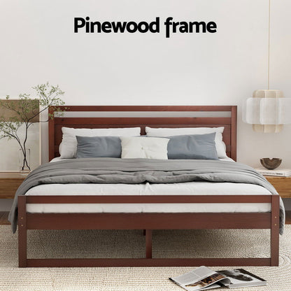 Artiss Bed Frame Double Size Wooden Walnut WITTON - Cosy Abode