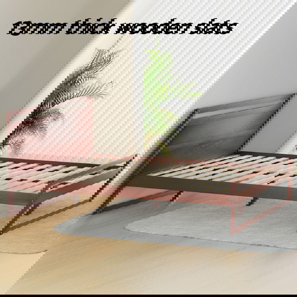 Artiss Bed Frame Double Size Wooden Walnut WITTON - Cosy Abode