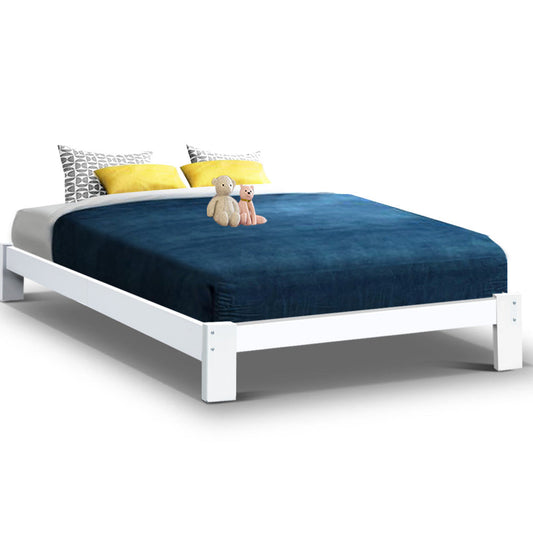 Artiss Bed Frame Double Size Wooden White JADE - Cosy Abode