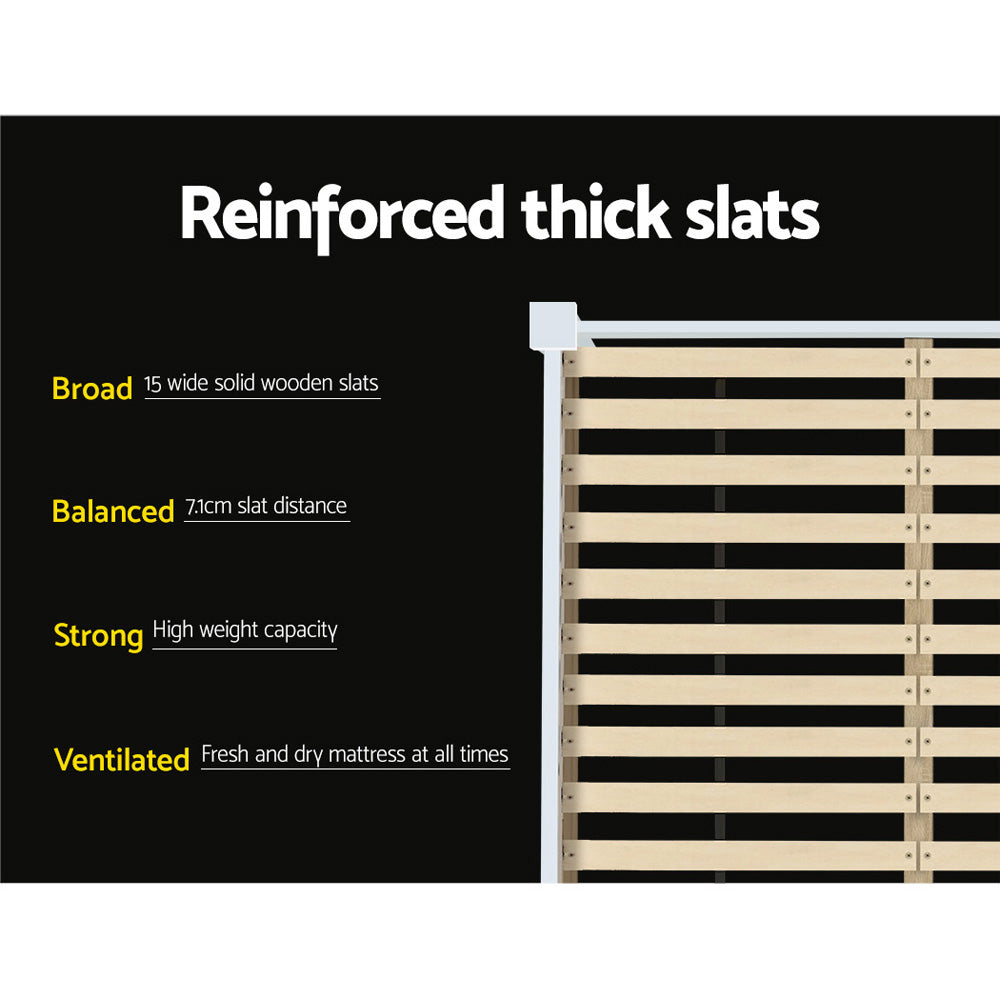 Artiss Bed Frame Double Size Wooden White JADE - Cosy Abode