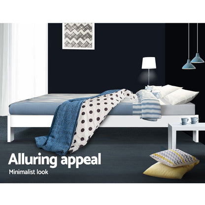 Artiss Bed Frame Double Size Wooden White JADE - Cosy Abode