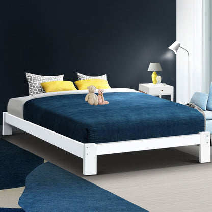 Artiss Bed Frame Double Size Wooden White JADE - Cosy Abode