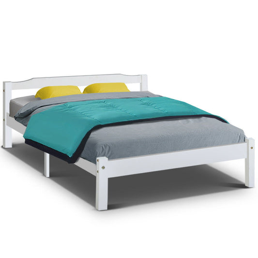 Artiss Bed Frame Double Size Wooden White LEXI - Cosy Abode
