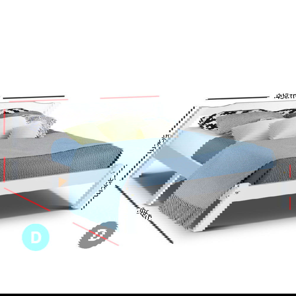 Artiss Bed Frame Double Size Wooden White LEXI - Cosy Abode