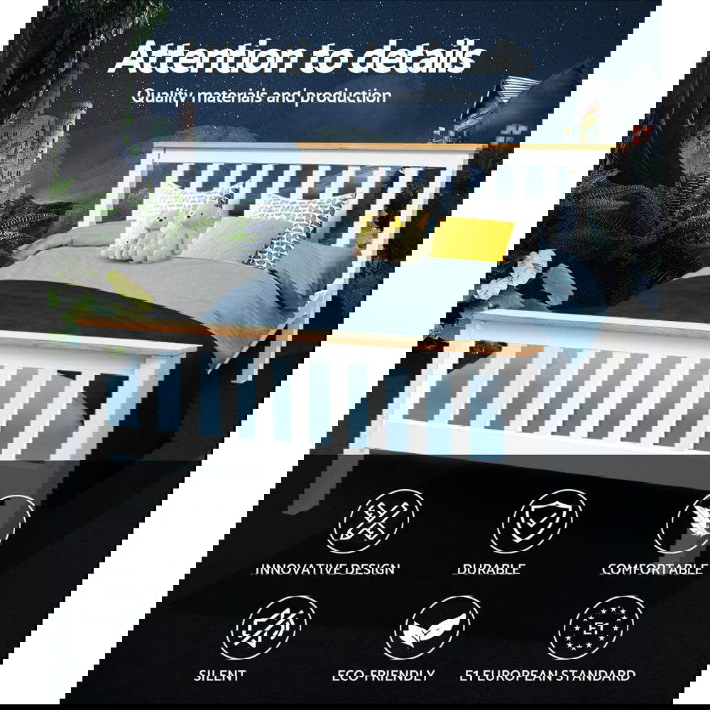 Artiss Bed Frame Double Size Wooden White PONY - Cosy Abode