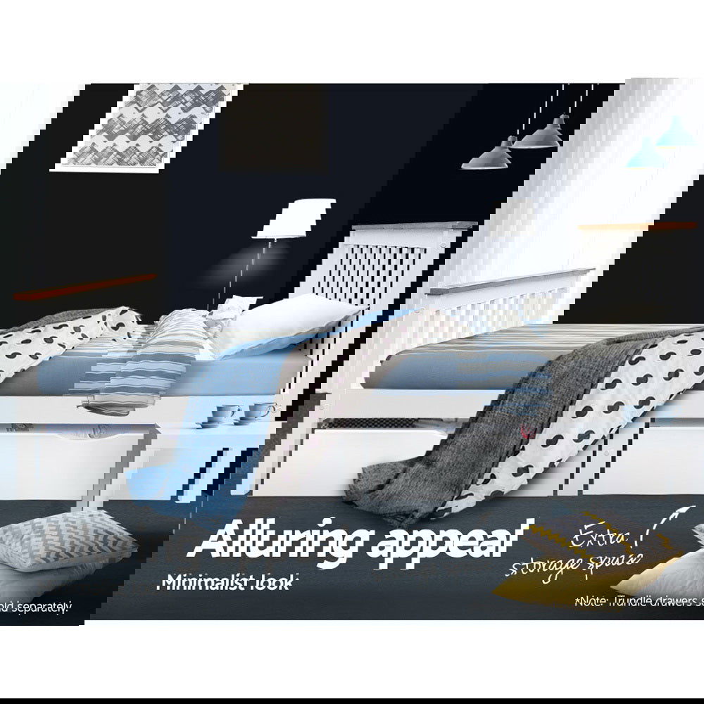 Artiss Bed Frame Double Size Wooden White PONY - Cosy Abode