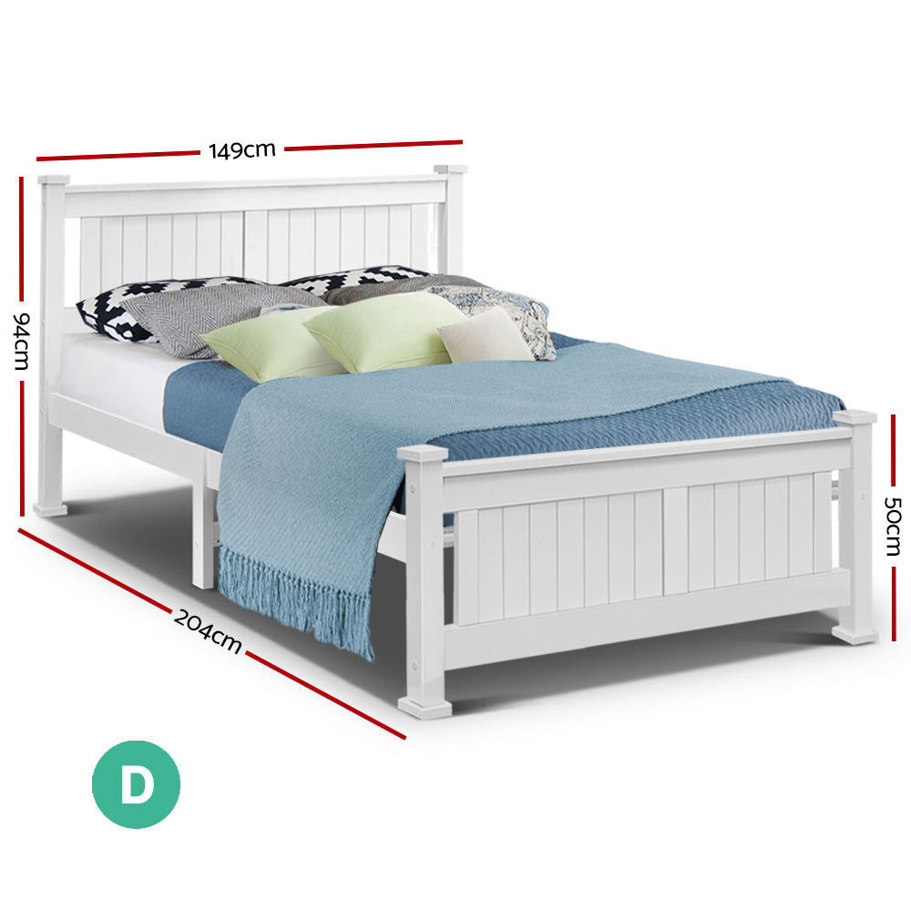 Artiss Bed Frame Double Size Wooden White RIO - Cosy Abode