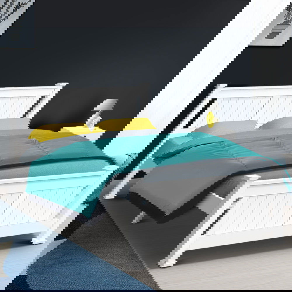 Artiss Bed Frame Double Size Wooden White RIO - Cosy Abode