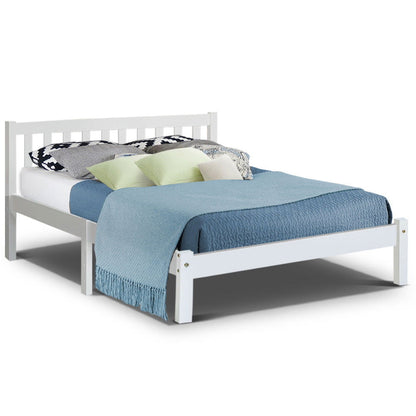 Artiss Bed Frame Double Size Wooden White SOFIE - Cosy Abode