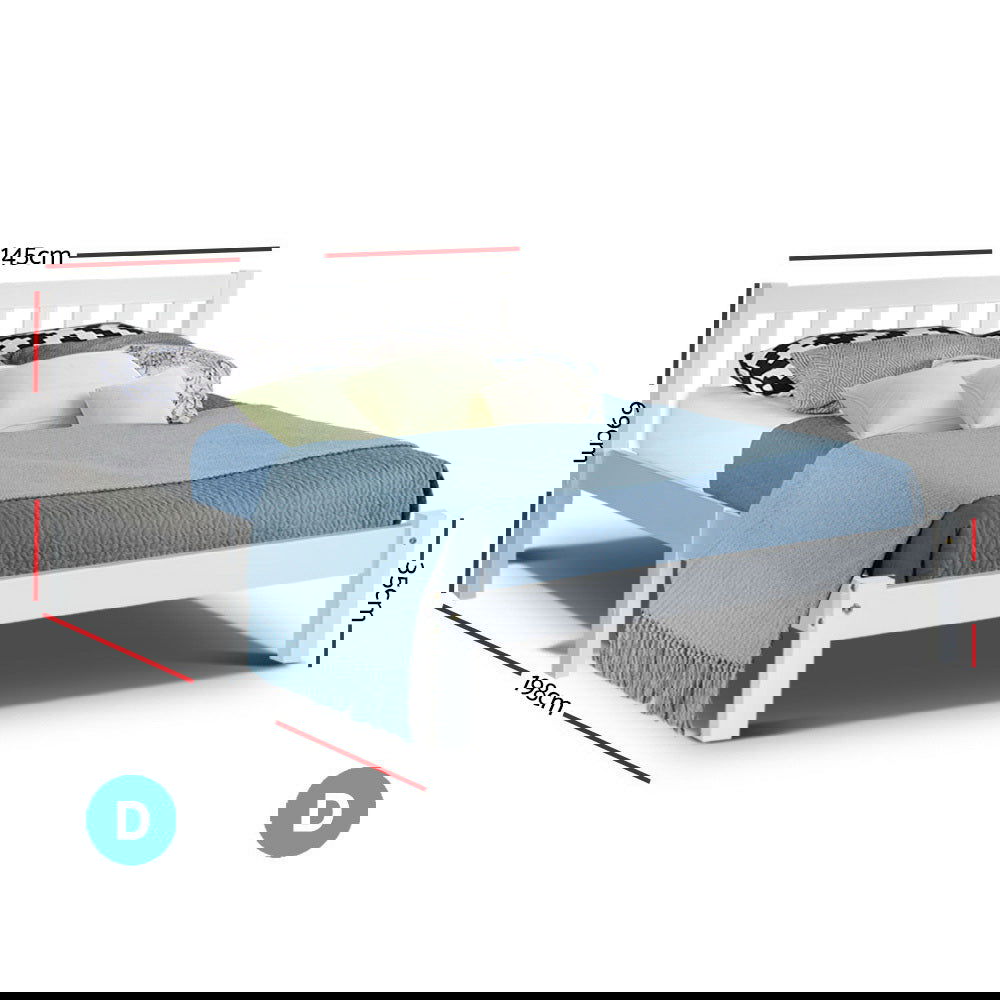 Artiss Bed Frame Double Size Wooden White SOFIE - Cosy Abode