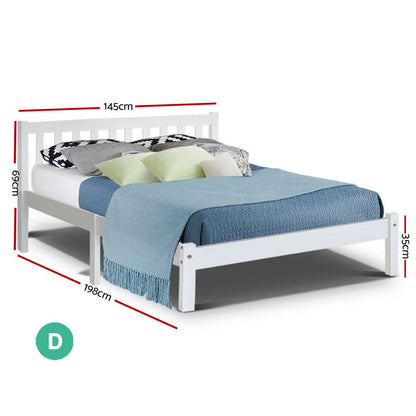 Artiss Bed Frame Double Size Wooden White SOFIE - Cosy Abode