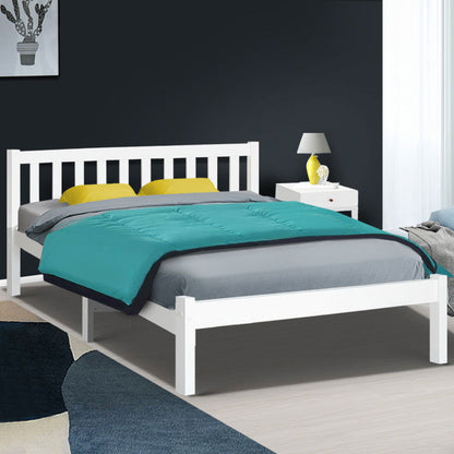 Artiss Bed Frame Double Size Wooden White SOFIE - Cosy Abode