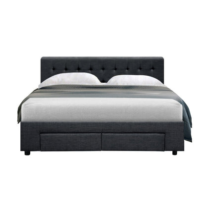 Artiss Bed Frame Double Size with 4 Drawers Grey AVIO - Cosy Abode