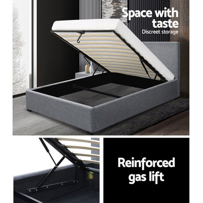 Artiss Bed Frame King Single Size Gas Lift Grey NINO - Cosy Abode