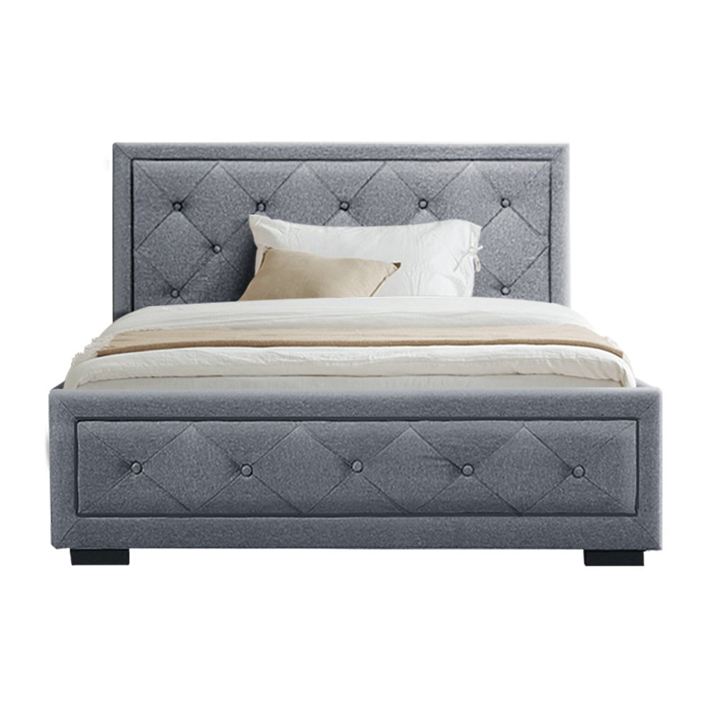 Artiss Bed Frame King Single Size Gas Lift Storage Mattress Base Wooden Grey - Cosy Abode
