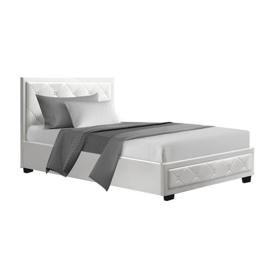 Artiss Bed Frame King Single Size Gas Lift White TIYO - Cosy Abode