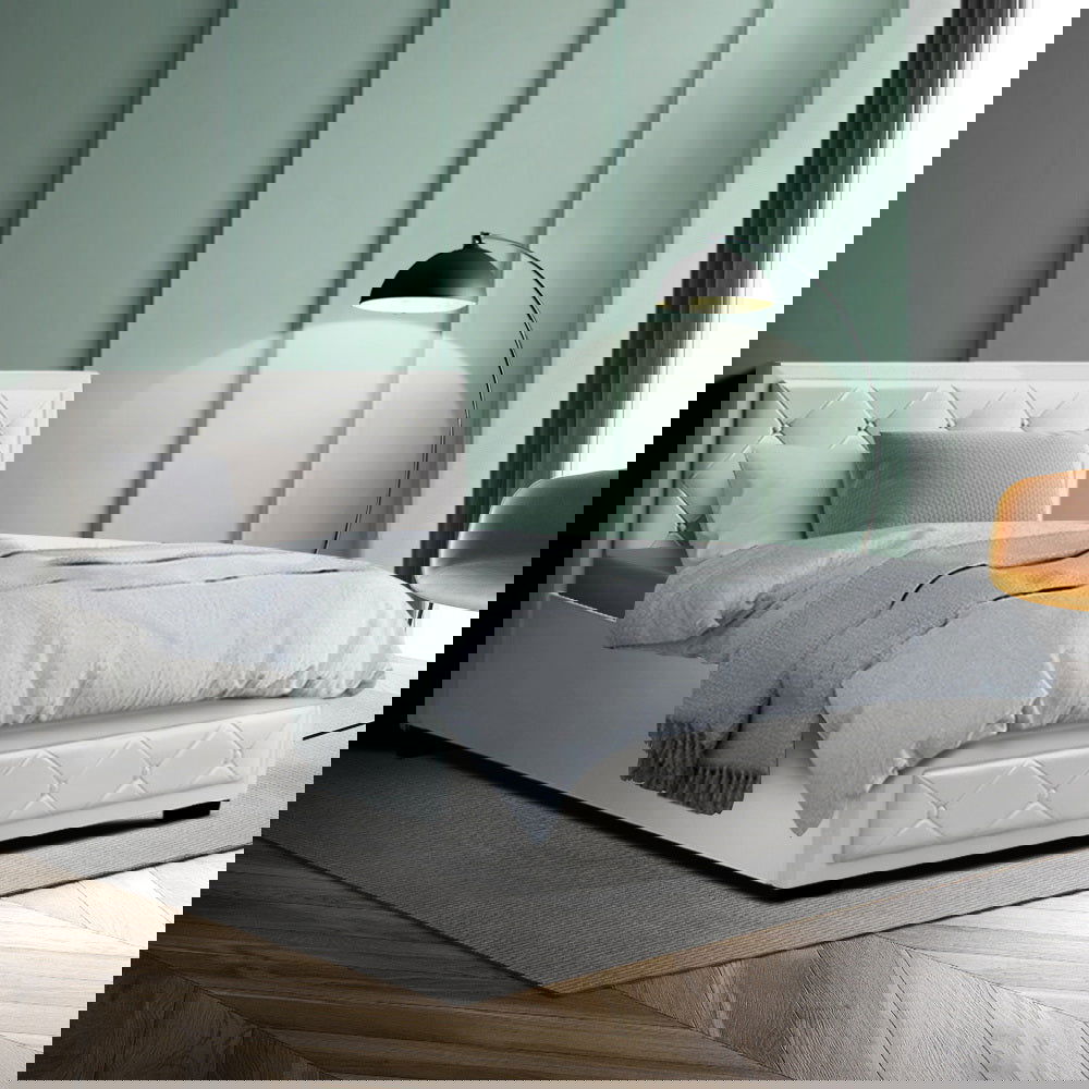 Artiss Bed Frame King Single Size Gas Lift White TIYO - Cosy Abode