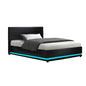 Artiss Bed Frame King Single Size LED Gas Lift Black LUMI - Cosy Abode