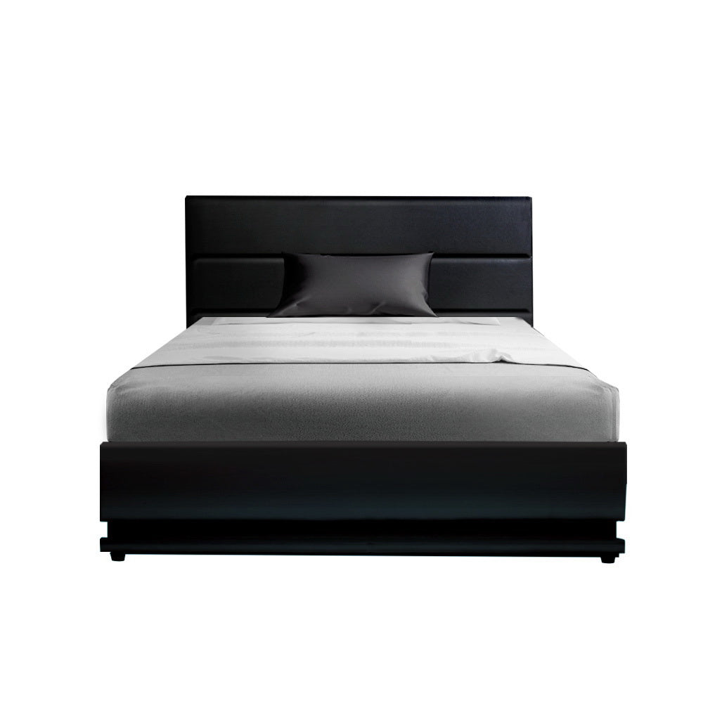 Artiss Bed Frame King Single Size LED Gas Lift Black LUMI - Cosy Abode