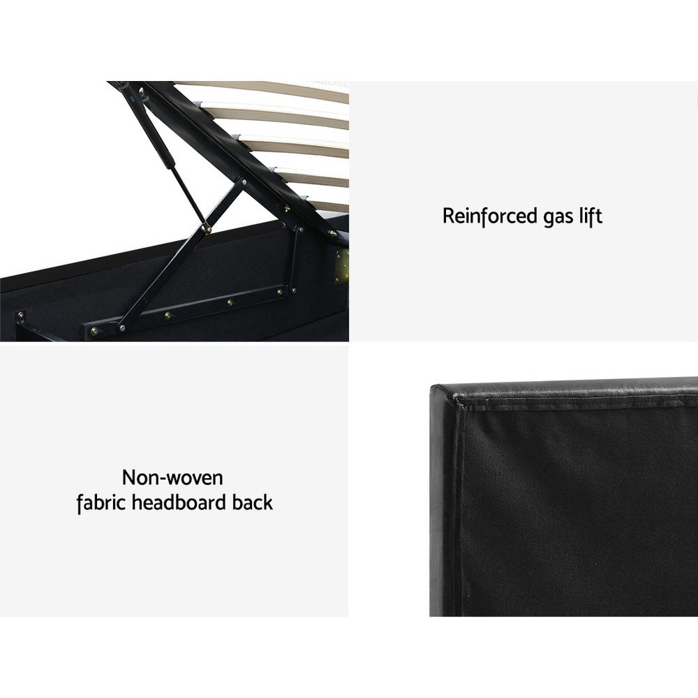 Artiss Bed Frame King Single Size LED Gas Lift Black LUMI - Cosy Abode