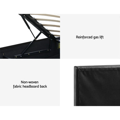 Artiss Bed Frame King Single Size LED Gas Lift Black LUMI - Cosy Abode
