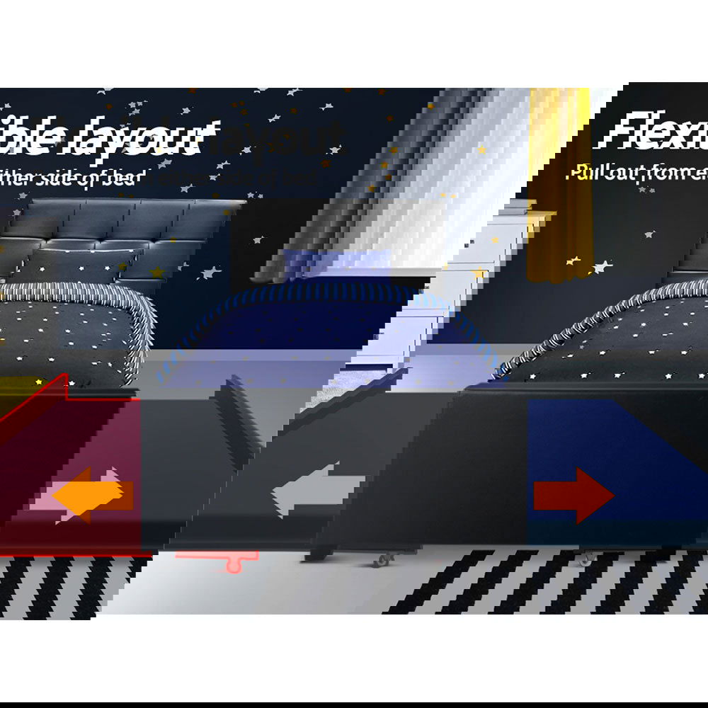 Artiss Bed Frame King Single Size Trundle Daybed Black - Cosy Abode