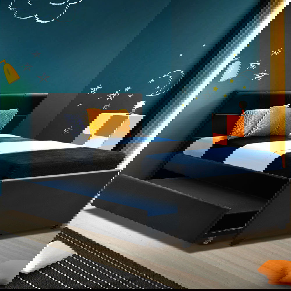 Artiss Bed Frame King Single Size Trundle Daybed Black - Cosy Abode