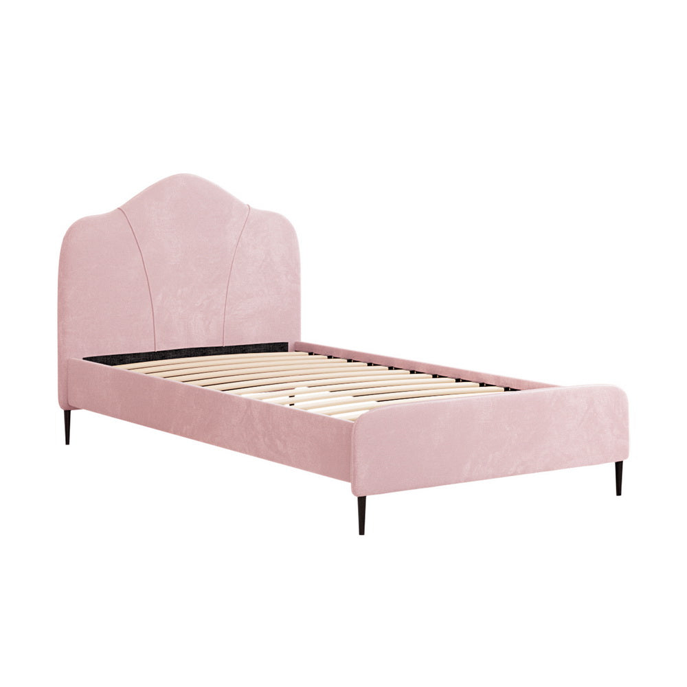 Artiss Bed Frame King Single Size Velvet Pink OLAN - Cosy Abode