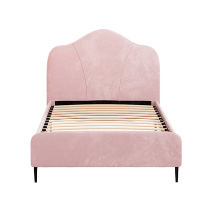 Artiss Bed Frame King Single Size Velvet Pink OLAN - Cosy Abode