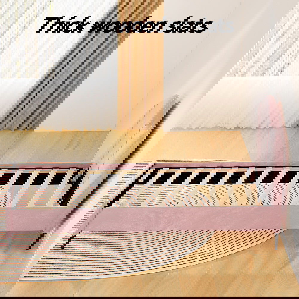 Artiss Bed Frame King Single Size Velvet Pink OLAN - Cosy Abode