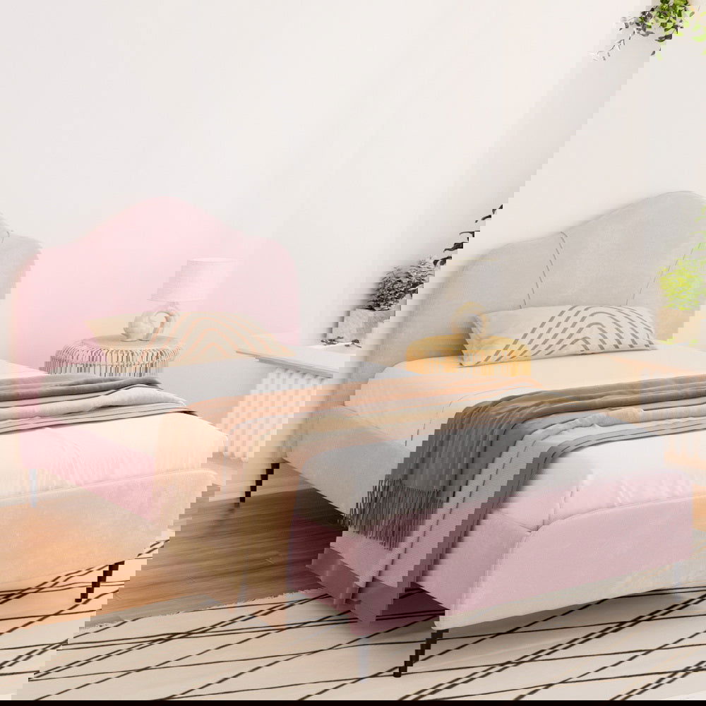 Artiss Bed Frame King Single Size Velvet Pink OLAN - Cosy Abode