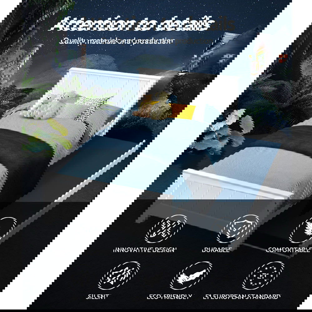 Artiss Bed Frame King Single Size Wooden Trundle Daybed White ELVIS - Cosy Abode