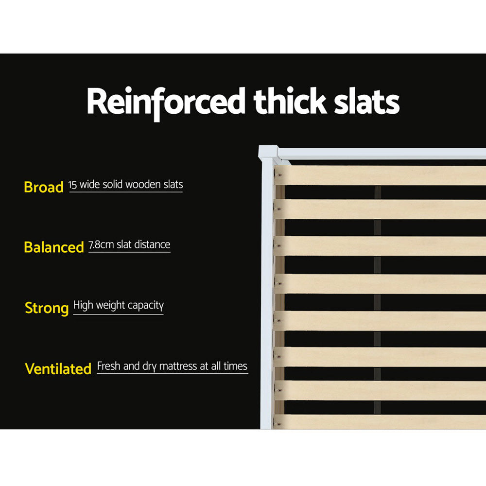 Artiss Bed Frame King Single Size Wooden Trundle Daybed White ELVIS - Cosy Abode