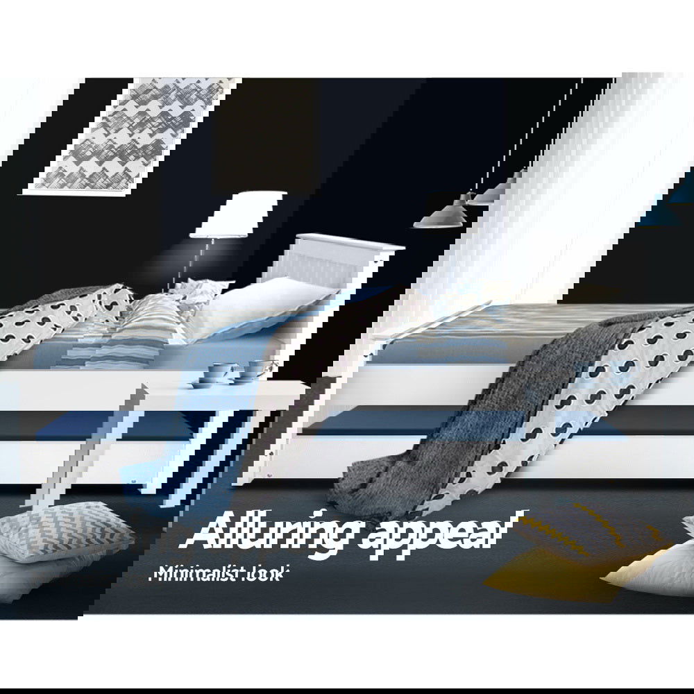 Artiss Bed Frame King Single Size Wooden Trundle Daybed White ELVIS - Cosy Abode