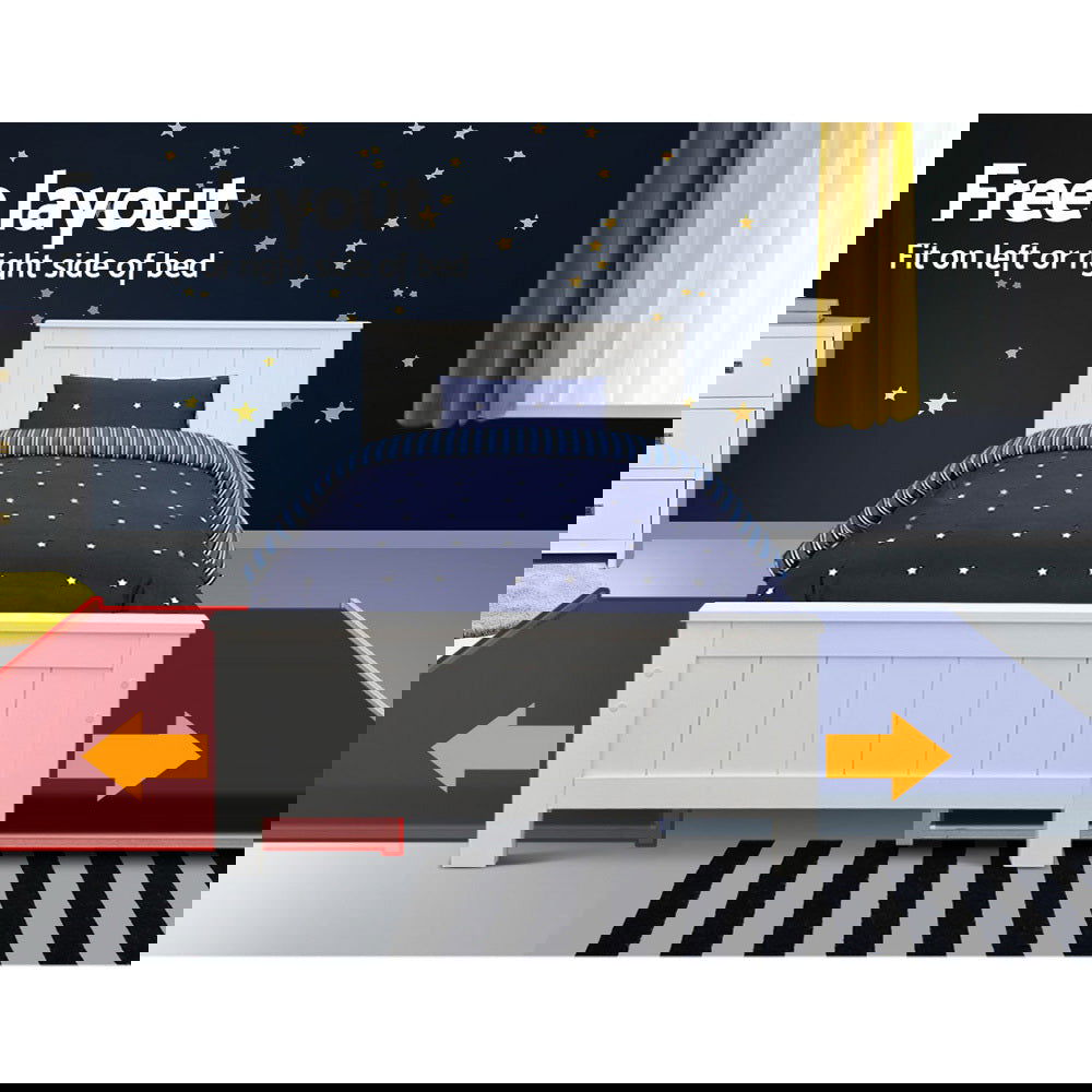 Artiss Bed Frame King Single Size Wooden Trundle Daybed White ELVIS - Cosy Abode