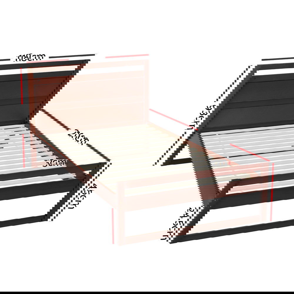 Artiss Bed Frame King Single Size Wooden Walnut WITTON - Cosy Abode