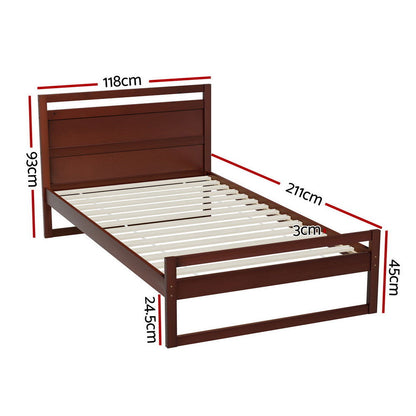 Artiss Bed Frame King Single Size Wooden Walnut WITTON - Cosy Abode