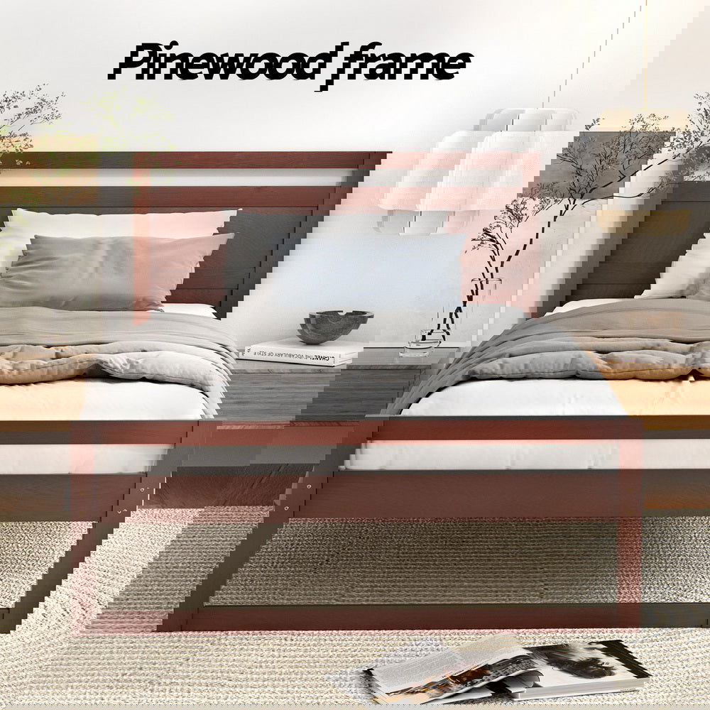 Artiss Bed Frame King Single Size Wooden Walnut WITTON - Cosy Abode